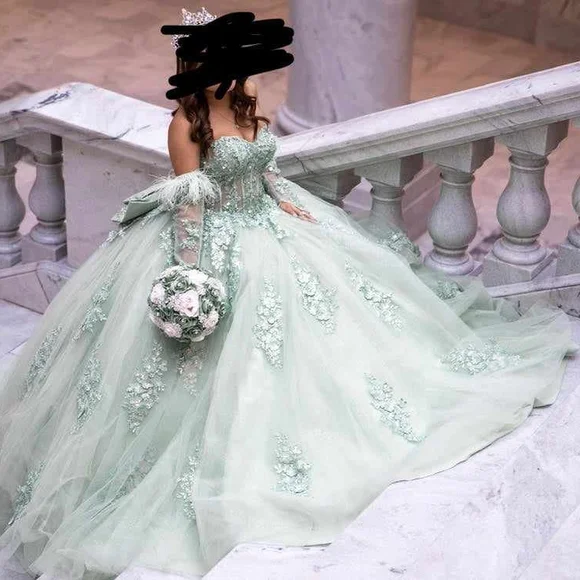 Green Quinceañera Dress - Picture 7 of 8